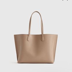Brand New Quince Italian Leather Triple Compartment Shopper Tote Triple Cappucci