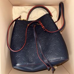 Louis Vuitton Monogram Empreinte Neonoe Handbag Leather MM Navy/Red