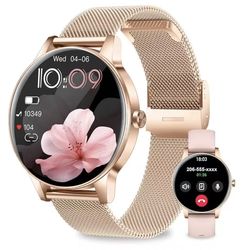 Smart Watches Women,1.27'' Activity Trackers with Bluetooth Calls(Answer&Make) Heart Rate/Sleep/SpO2 Monitor Sport Modes Waterproof for iPhone/Android
