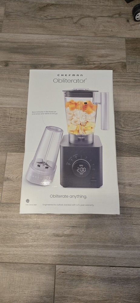 Chefman Obliterator 1380W Professional Blender w/ Auto Blend and 20oz Travel Jar – Black