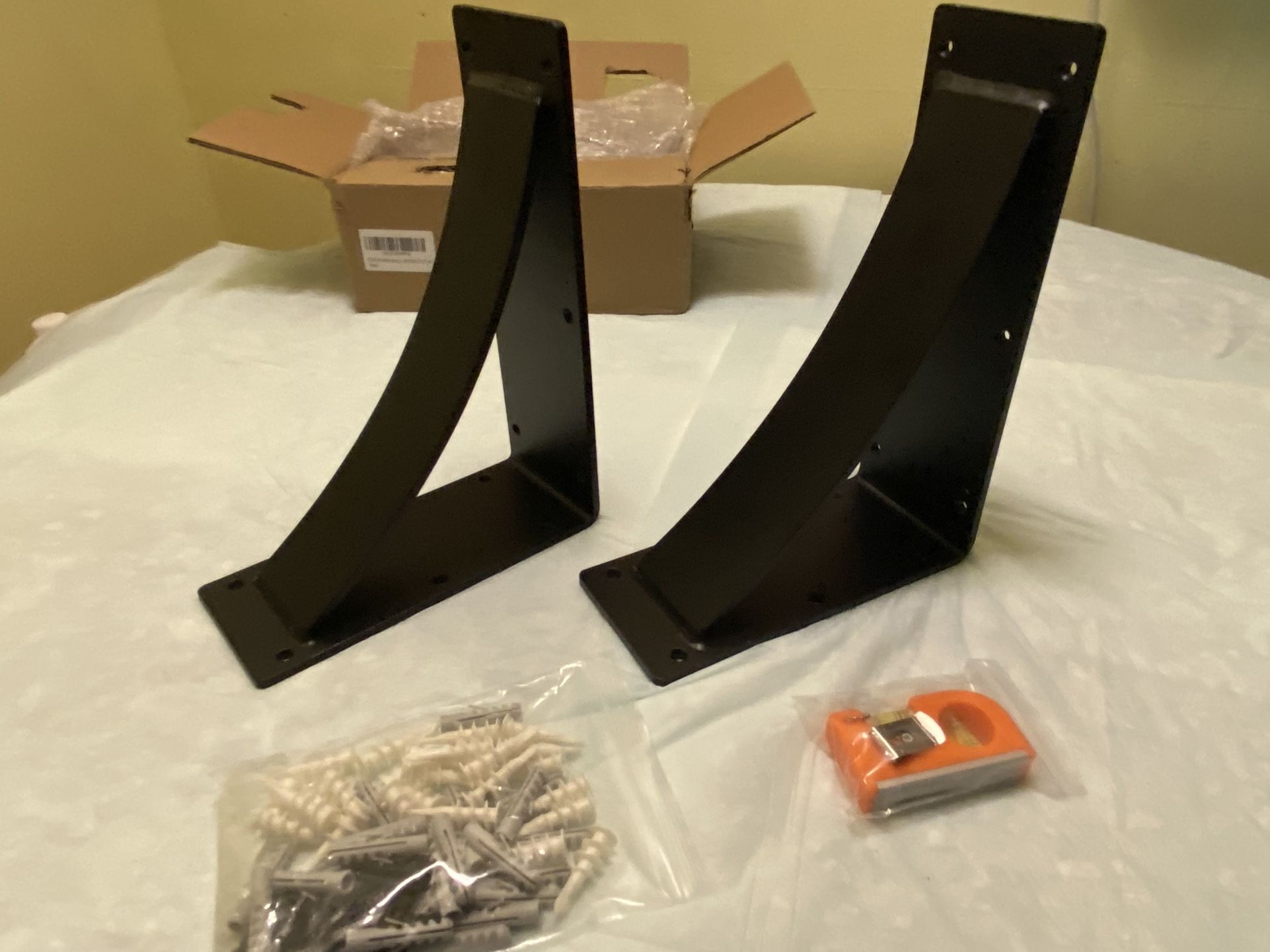 Heavy Duty Steel Shelf Brackets 9"x12"x4" Steel Mantel Brackets, Hand Welded Metal Brackets 450 LBS Load Capacity, Triangle Support Bracket DIY Shelvi