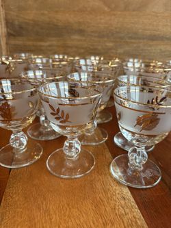 16 Libbey "Golden Foliage" Champagne Coupe and Liquor Cocktail Glasses