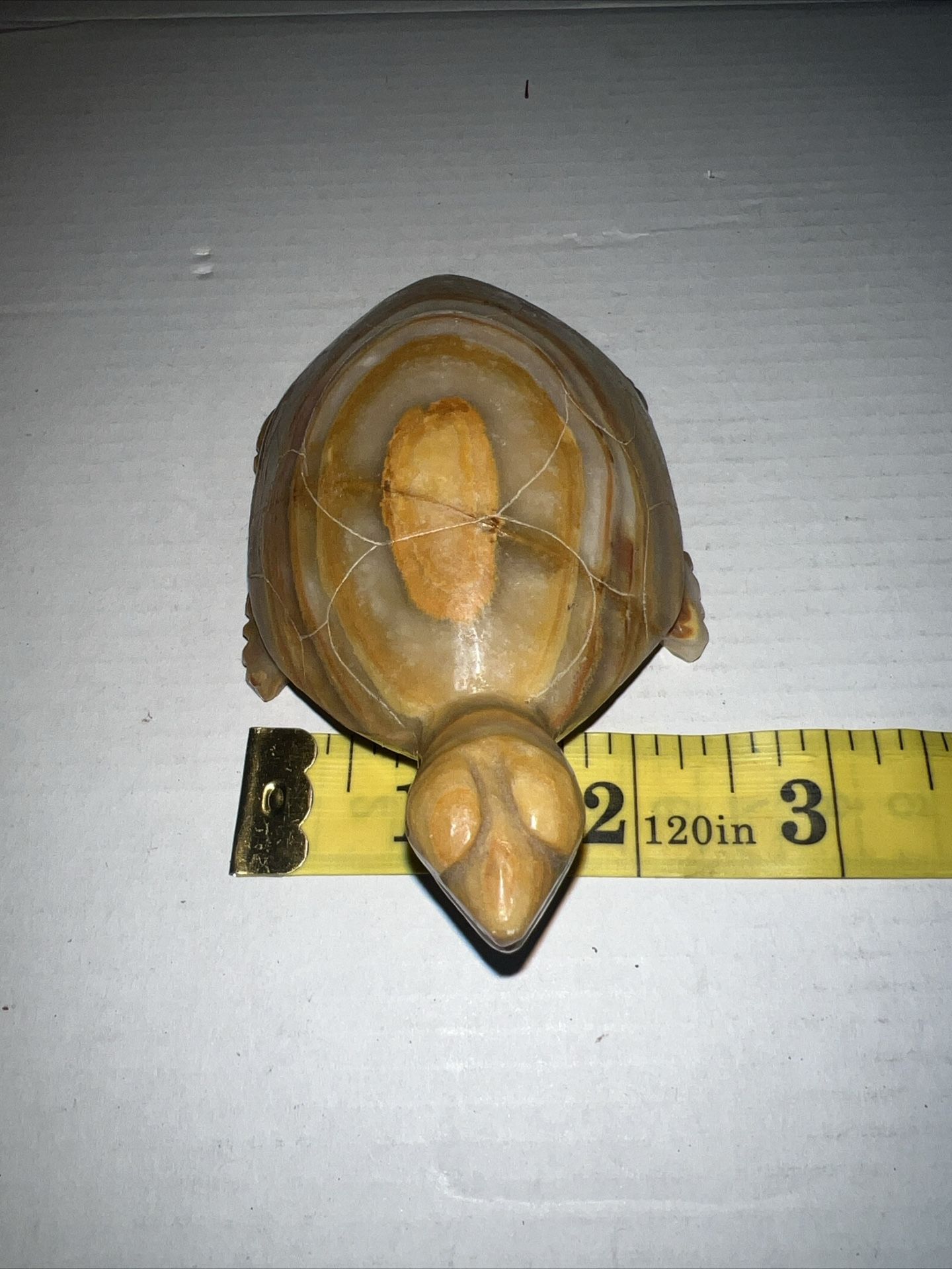 Vtg Carved Stone Turtle/Tortoise Brown and Cream