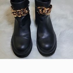 Bamboo Black Wedge Boots Size 7.5 