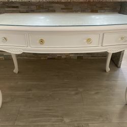 Vintage Desk With Glass Top