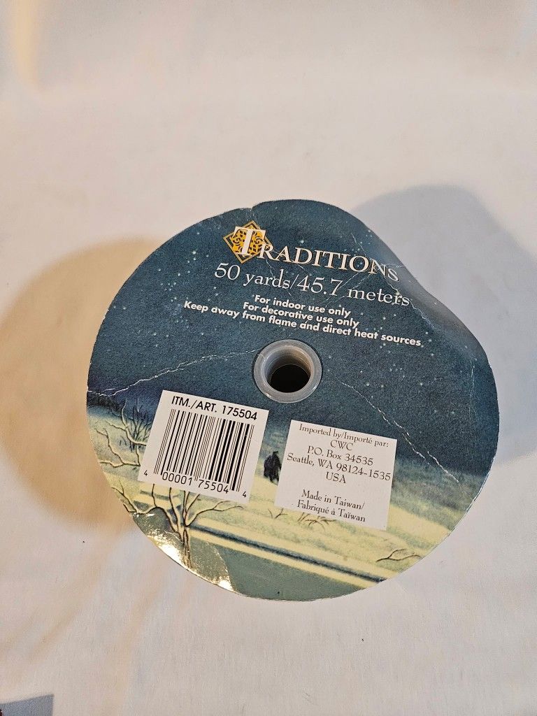 Traditions 50 Yards Wired Edge Ribbon 2.5" Wide Vintage Condition The Traditions 50 Yards Wired Edge Ribbon in Vintage Condition is a festive and vers