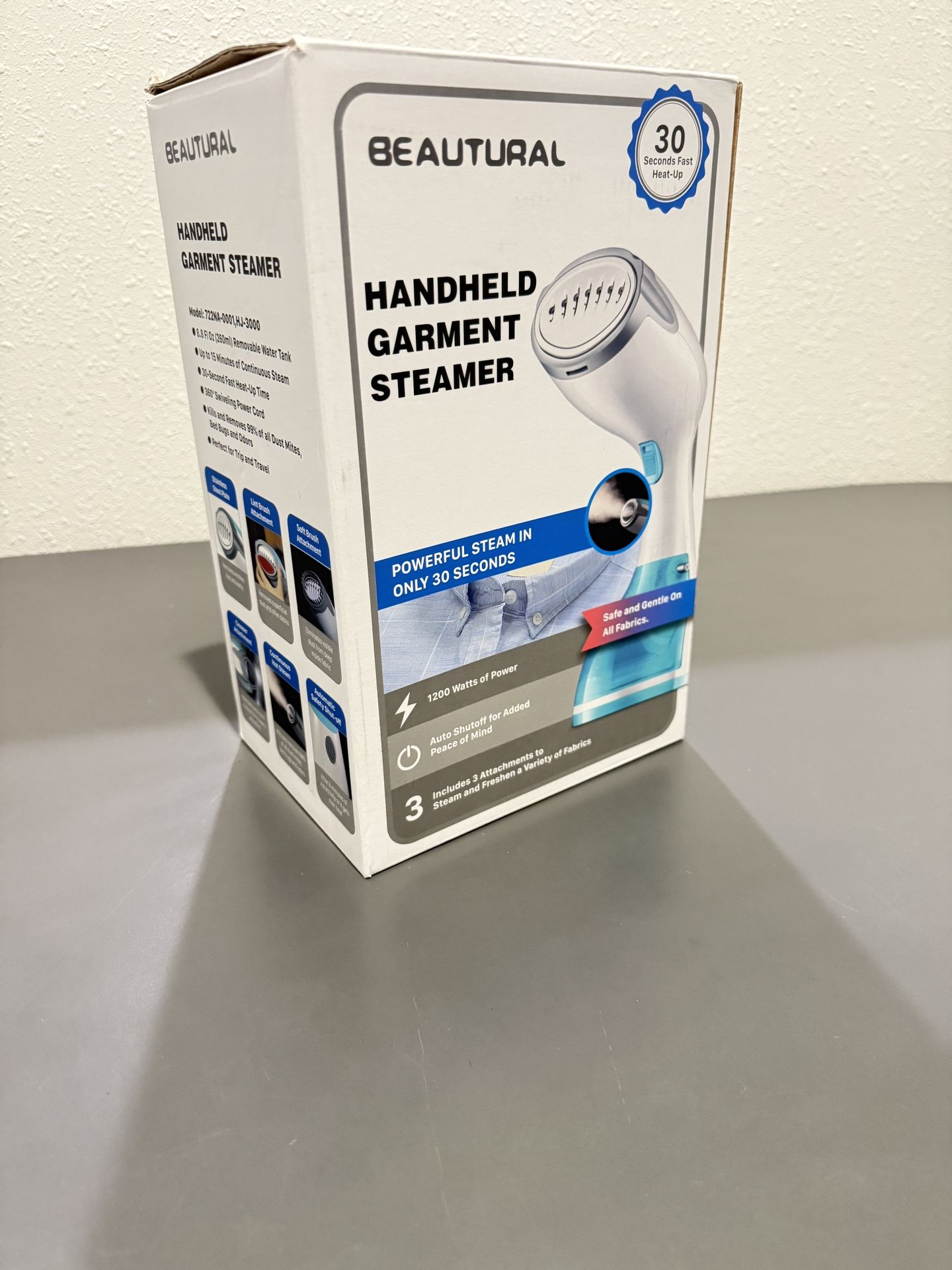 BEAUTURAL Steamer for Clothes, Portable Handheld Garment Fabric Wrinkles Remover, 30-Second Fast Heat-up, Auto-Off, Large Detachable Water Tank