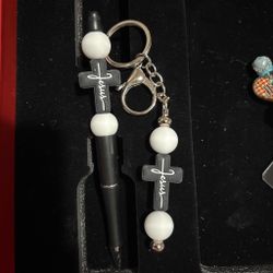 Faith Cross Pen & Matching Keychain Gift Set – Handmade Christian Gift