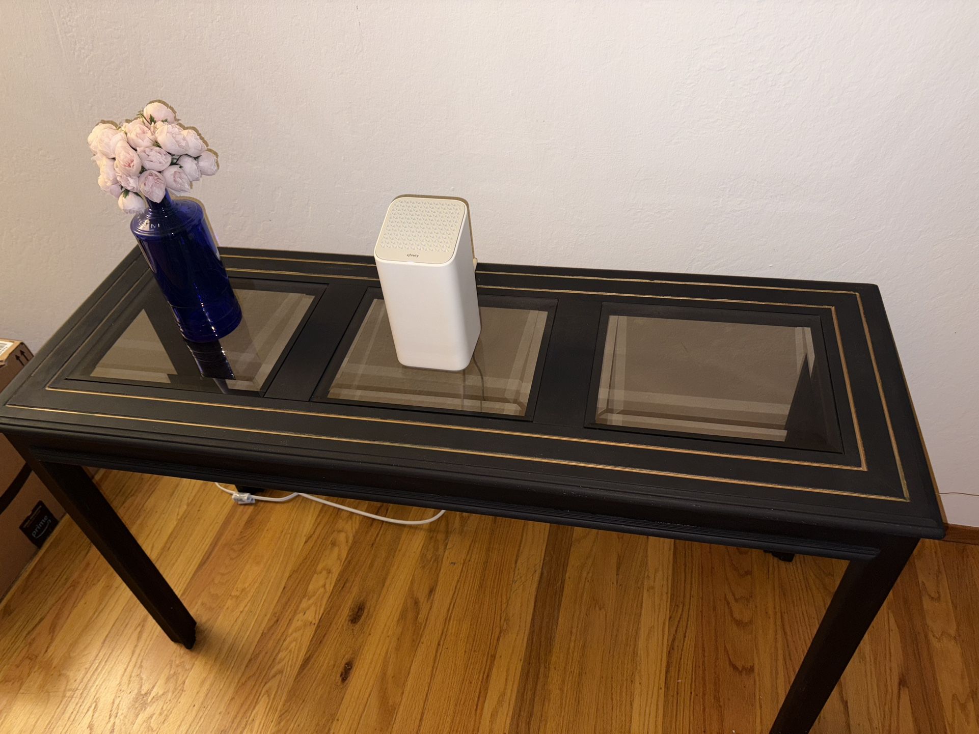 Black & gold Glass-Top Console Table