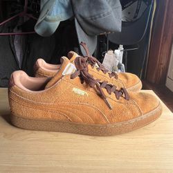 Puma Classic Suede Brown Tan Cream Elephant Print Low Top Size 10.5