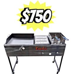 24" Griddle With 3 Warming Trays And Deep Fryer | Includes Hose With Regulator And 2 Baskets
