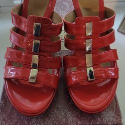 Söfft (Sofft) Women’s Paladea Red Wedge Sandal SIZE 6M Strappy Slide Shoe Gold