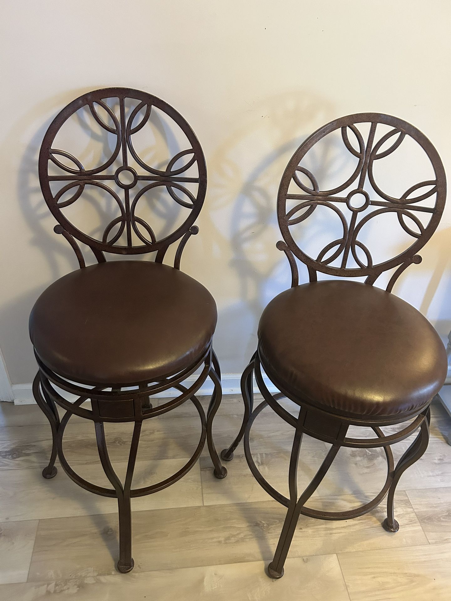 Ornate Set of Two (2) Swivel Counter Stools!