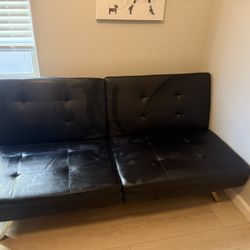 Sold Pending Pickup ❤️ Black Futon Couch (folds Into Flat Bad) 