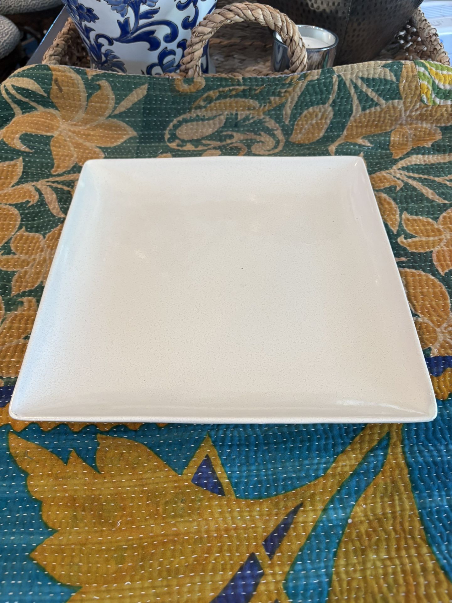 12” Square Platter, Cream Color