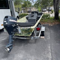 Aluminum Boat With Outboard Engine And Center Console 