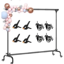 (9999-930) NEW...Backdrop Stand, 10x7 FT Backdrop Stand for Parties with Wheels, Moveable and Adjustable Photo Banner Stand Background Stand for Weddi
