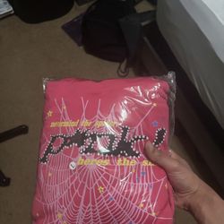 Pink Sp5der Hoodie, Men’s Large