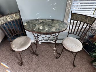 Mosaic Stone Top Bistro Table and Chair Set