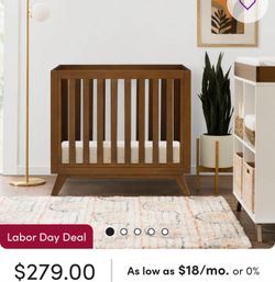 Mid-Century Modern Wooden Baby Crib