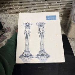 Vintage Crystal Candle Holders JG Cristal Durand Caliope Set Pair Elegant Fancy
