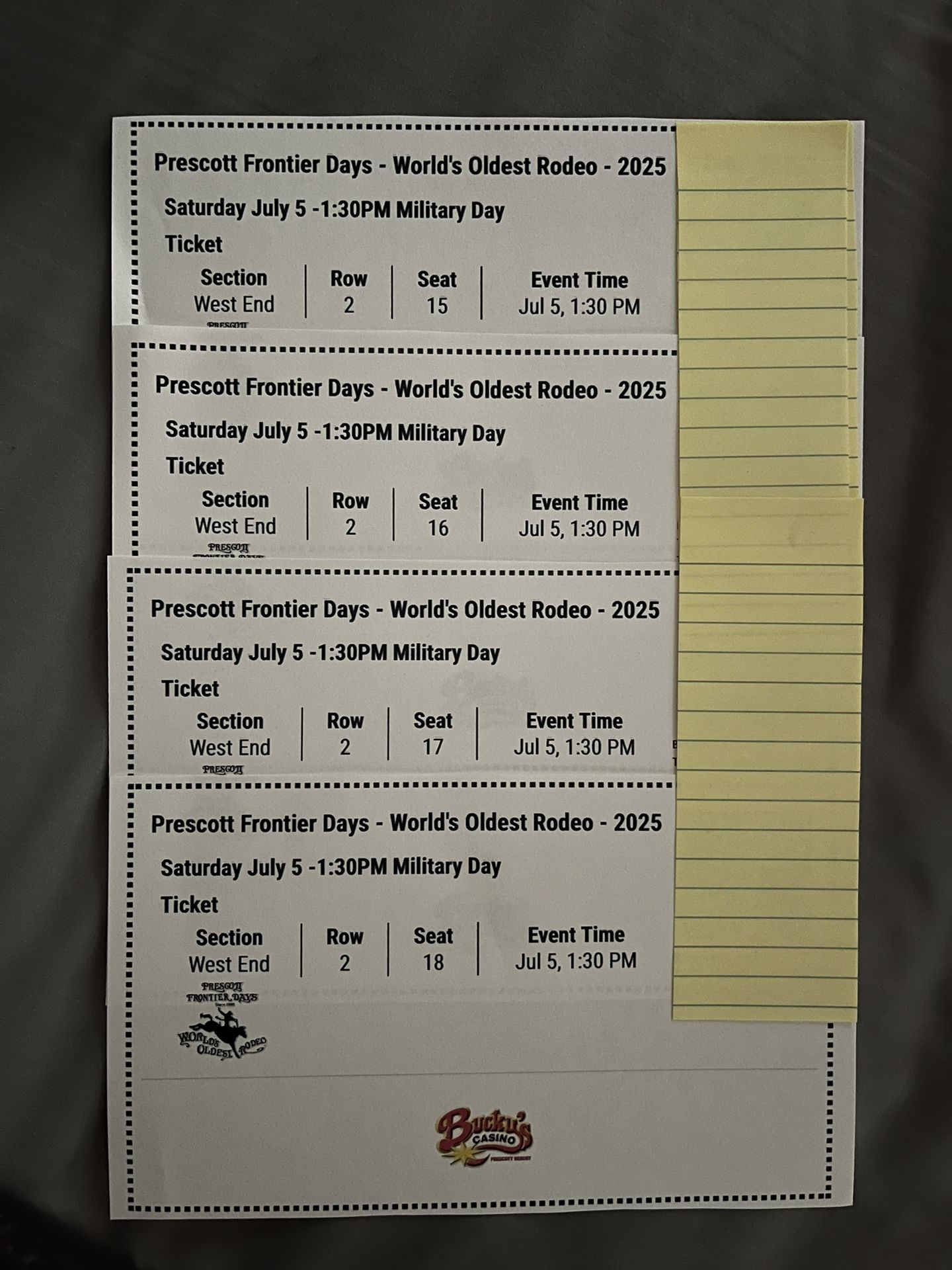 Rodeo Tickets Prescott 7/5/25 1:30pm