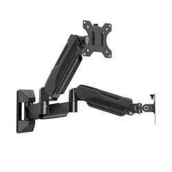 MOUNTUP Dual Monitor Wall Mount for 17-32 Inch Screens, Gas Spring Computer Wall Mount Arm Holds 4.4-17.6lbs, Full Motion Adjustable 2 Monitor Wall St