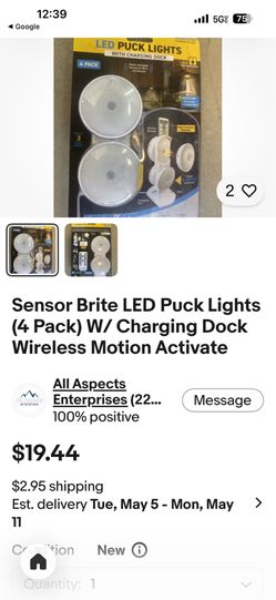 Sensor Brite LED Puck Lights (4 Pack) W/ Charging Dock Wireless Motion Activate