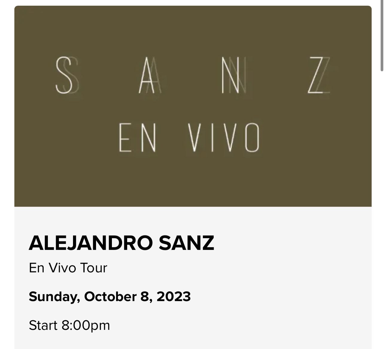 Alejandro Sanz Suite Tickets