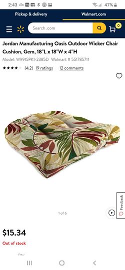 New set of 4 outdoor wicker chairs cushions $30 all 4 see pictures for dimensions