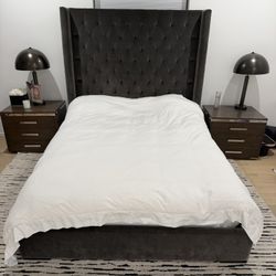 Restoration Hardware Tufted Velvet Queen Bed