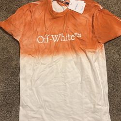 White and orange, off-white designer shirt