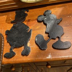 Classic and Timeless Walt Disney Donald Duck and Mickey Mouse Cast Iron Sillouettes