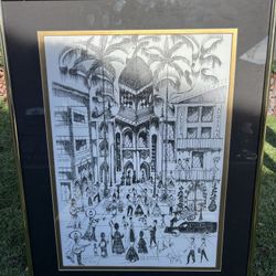Original Sketch Artwork. Framed Under Glass.