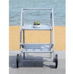 Grey Bar/Flower Cart Acacia Wood