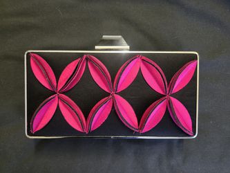 Beaute Fashion Adult Women Satin Box Frame Clutch Cocktail Party Evening Handbag, Stone Clasp Closure, Geometric Design, Detachable Chain Strap Holida