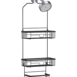 Elbourn Shower Caddy Over Shower Head, Bathroom Hanging Shower Organizer with Hooks, SUS201 Stainless Steel Shower Storage Rack 3 Shelves for Shampoo,