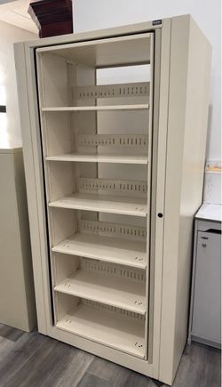 Used Datum Storage Ez2 Rotary File Shelving 6 High With Letter Depth and Locking Starter, Beige