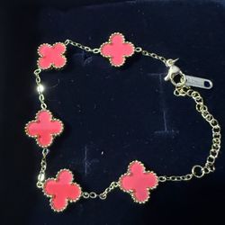 Red Clover Bracelet Gold Over Sterling Silver