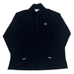Champion Sweatshirt Half Zip Men’s L Black Grey Logo Pullover Outdoor Activewear