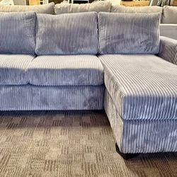 Brand New Grey Corduroy Sectional Sofa Couch (New In Box) 