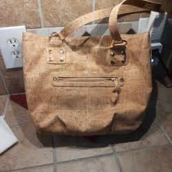 Large Cork Purse With Gold Accents