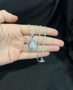 925 Sterling Silver Men Women Santo Nino de Atocha Holy Child & Forz Chain