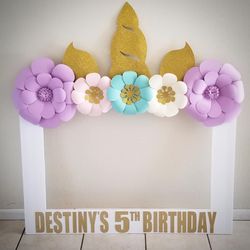 Unicorn photo prop - selfie frame any name