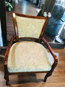 MID CENTURY Queen Anne Upholstered Armchair