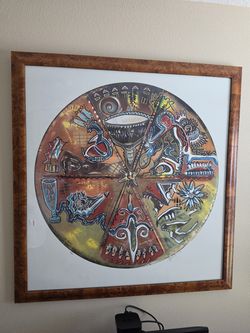 Framed Circular Tribal Mandala Art Print