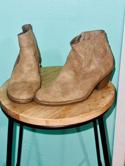 Tan Suede Western Ankle Booties