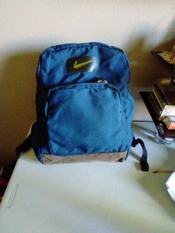 NIKE navy Blue Back Pack Brown Leather Bottom