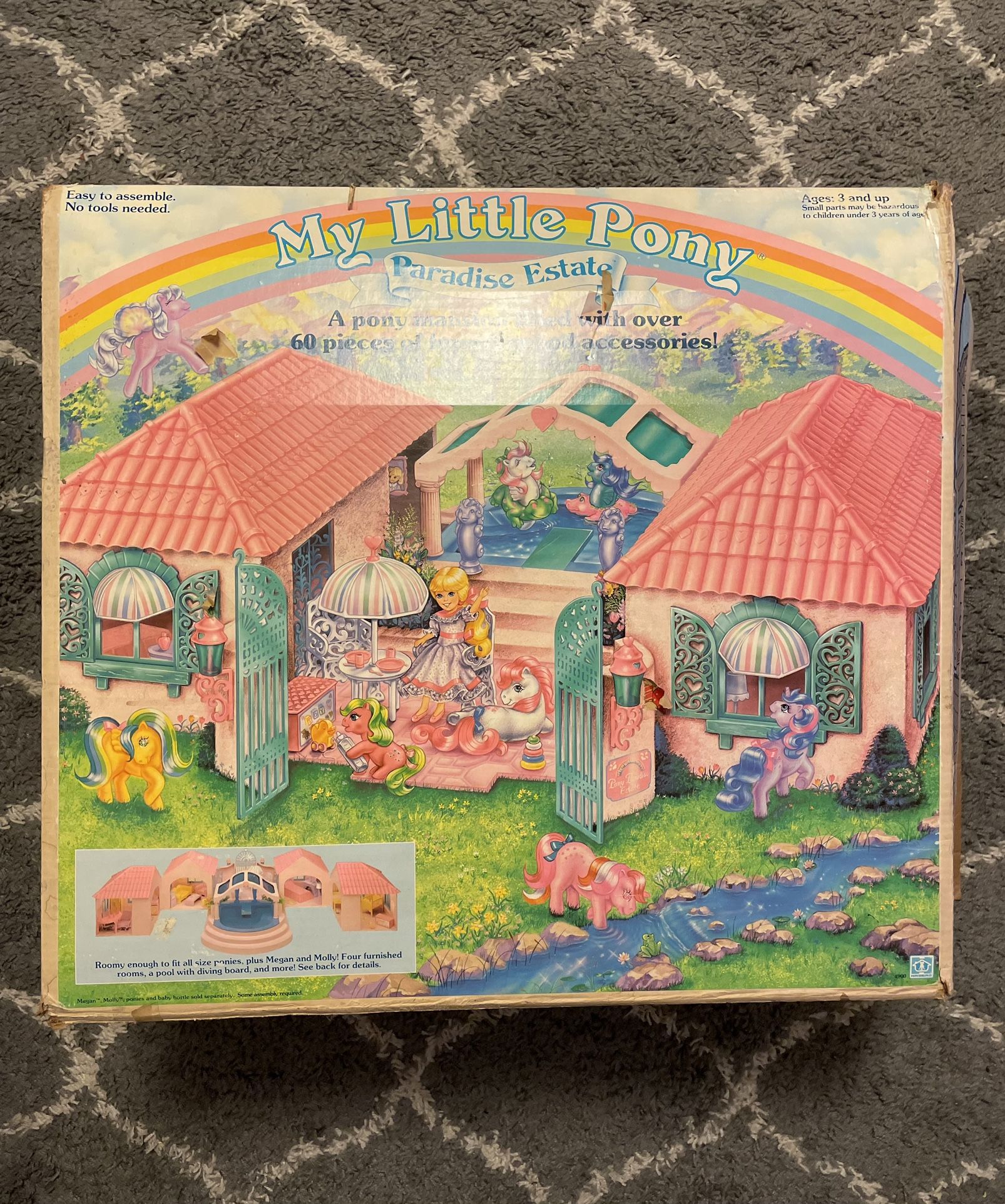 Rare vintage 1986 my little pony paradise estate 98% complete with original box