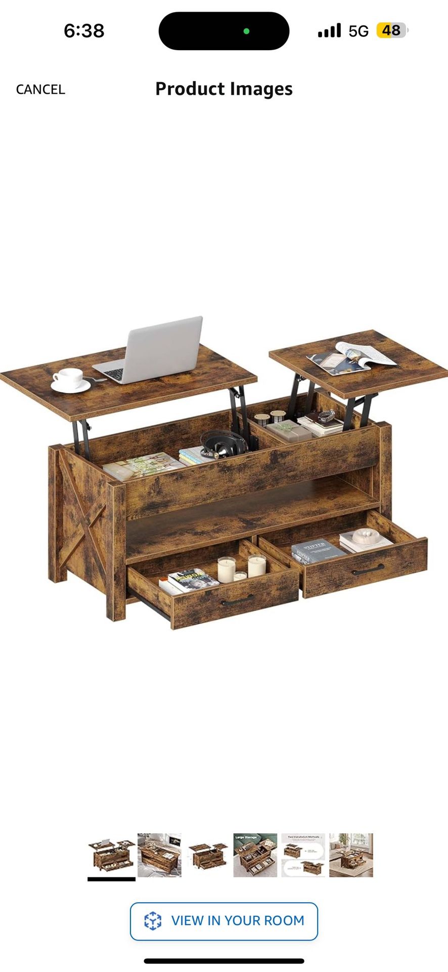Coffee Table, 47.2" Lift Top Coffee Table with 2 Storage Drawers and Hidden Compartment, Farmhouse Center Table with Wooden Lift Tabletop, for Living